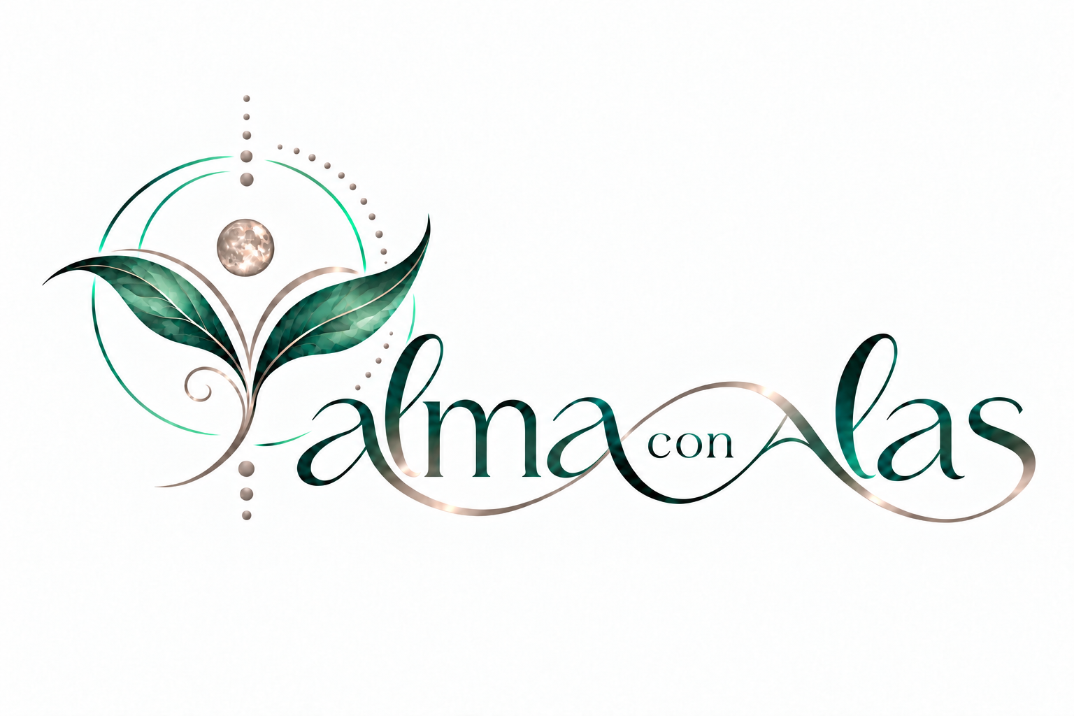 alma con alas – Logo mit Blättern und Mond
