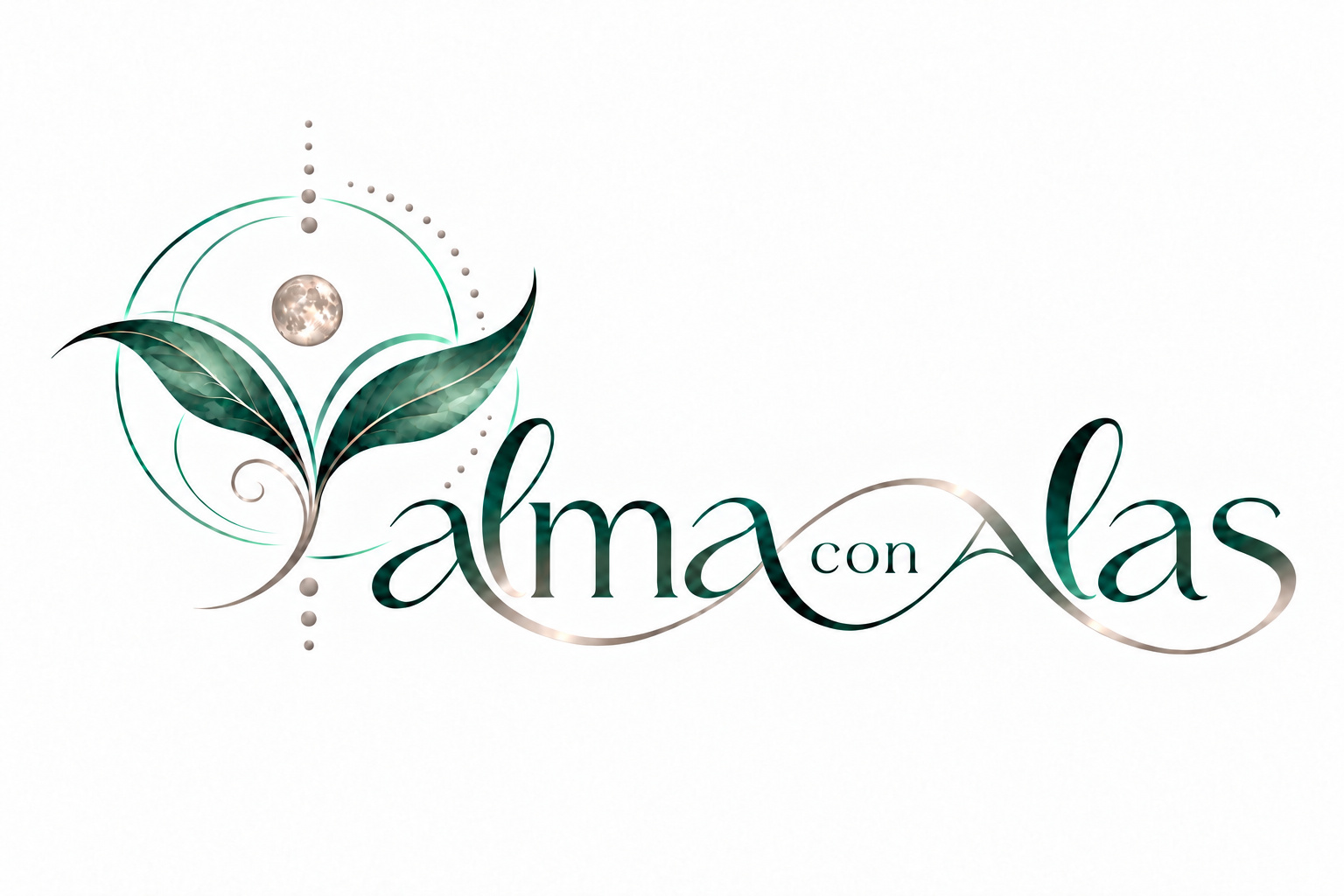 alma con alas – Logo mit Blättern und Mond